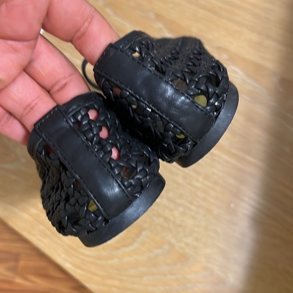 NEW $228 Joie Women's Black Woven breaded Flats with strap Mary Jane size 7.5 - Picture 4 of 9